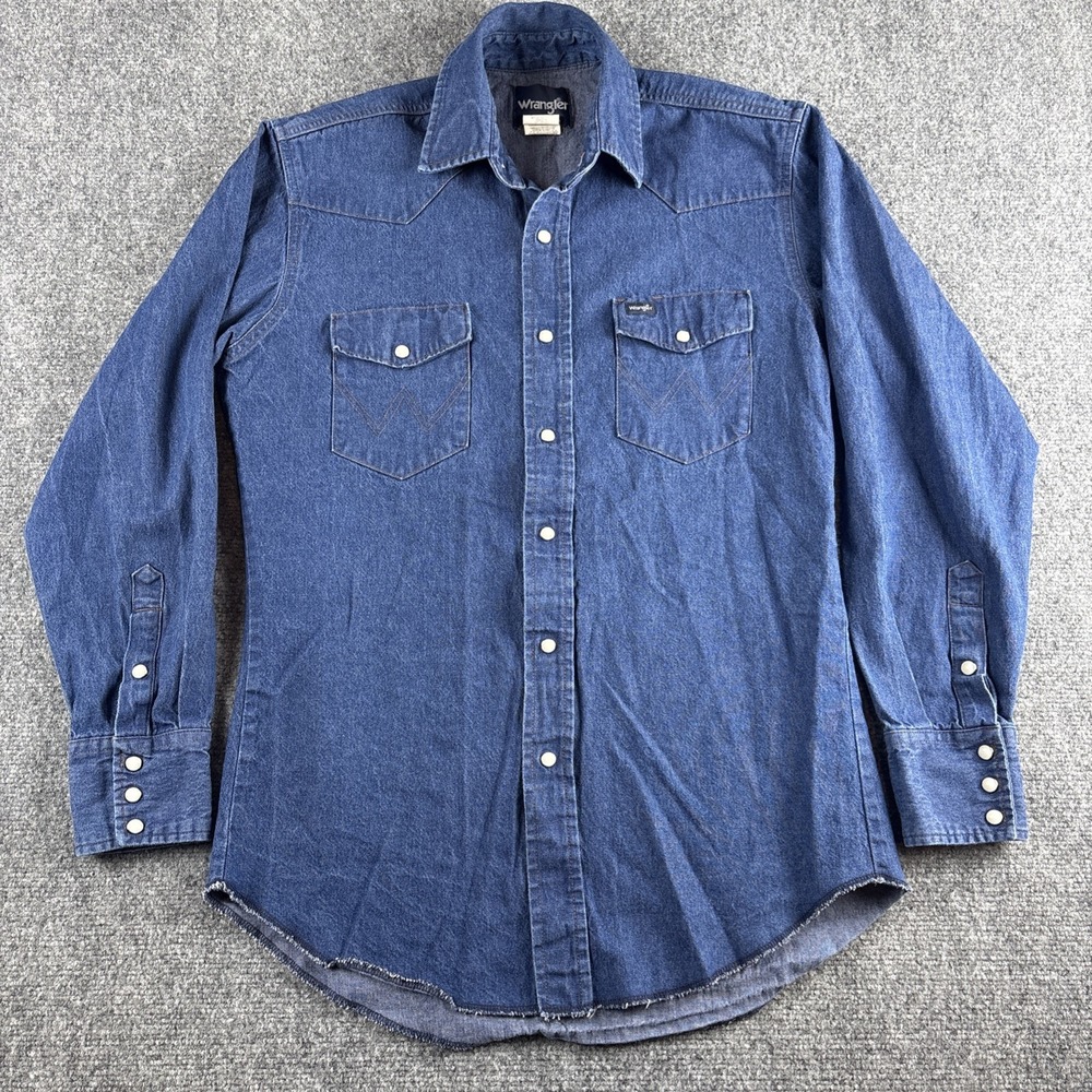 Wrangler Denim Pearl Snap Western Shirt M Tennessee Walking Horse Embroidered